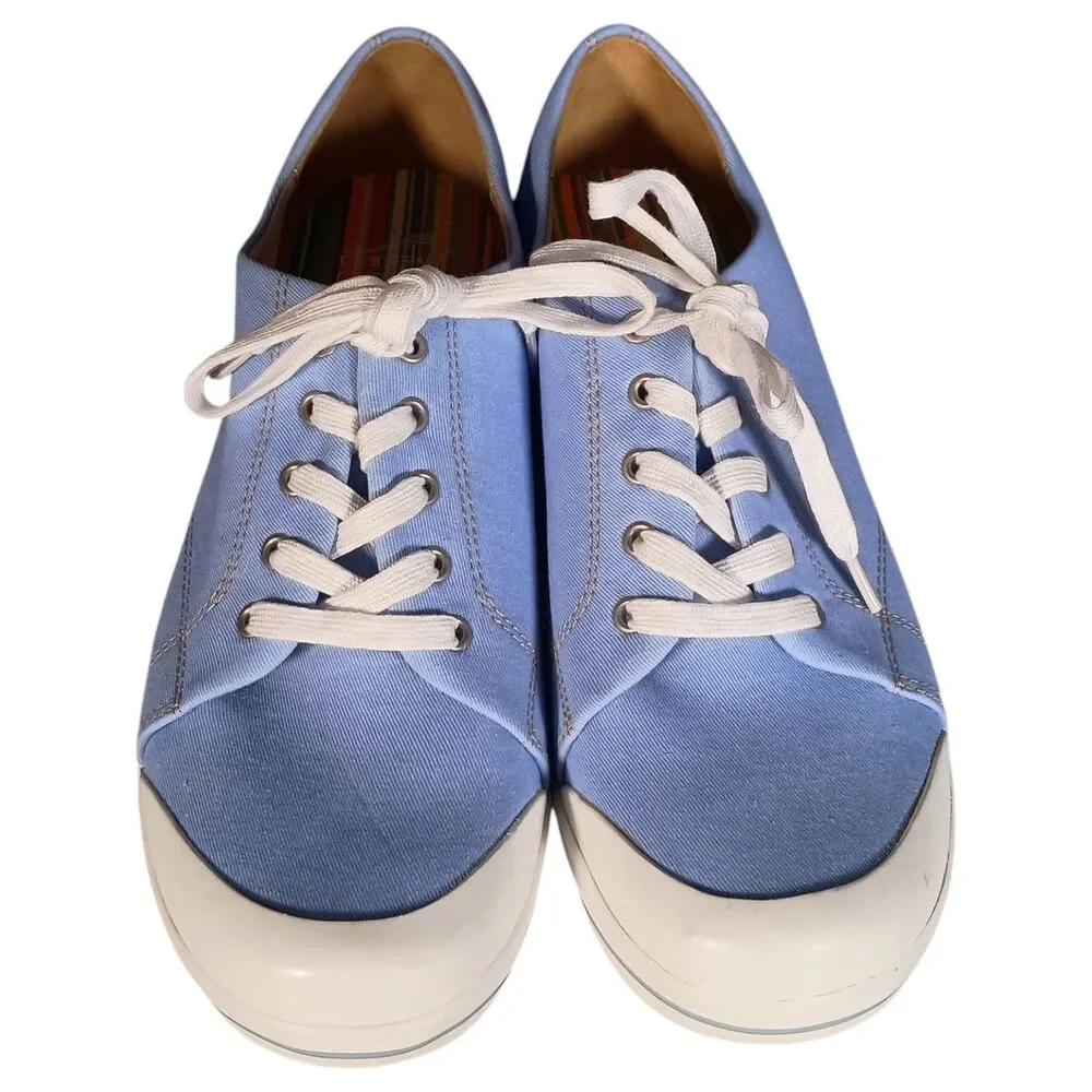 Dansko Veda Vegan Canvas Slip Resistant Platform Sneaker Clog Blue Women 11.5-12
